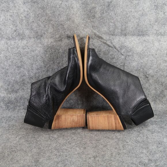 Steve Madden Shoes Womens 6 Booties Fashion Open Toe Ankle Strap Leather Black - Picture 9 of 13